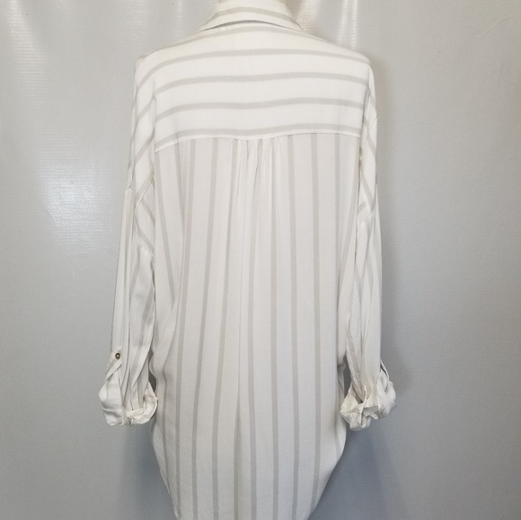 ANTHROPOLOGIE MAEVE Ivory Striped Hi Lo Top Size M - Picture 6 of 8
